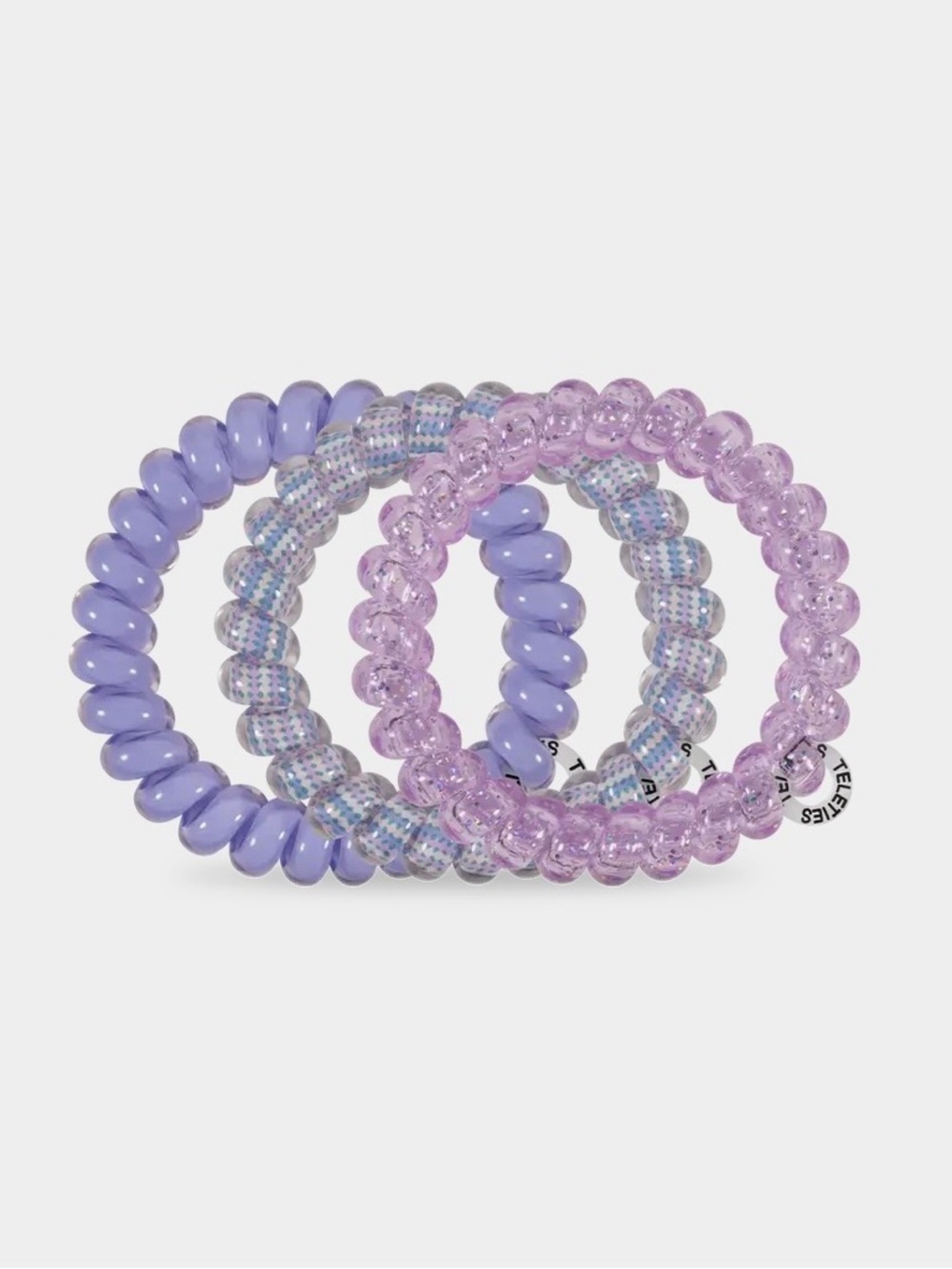 Teleties Purple Spiral Hair Ties - 3 Pack - Picture 2 of 3